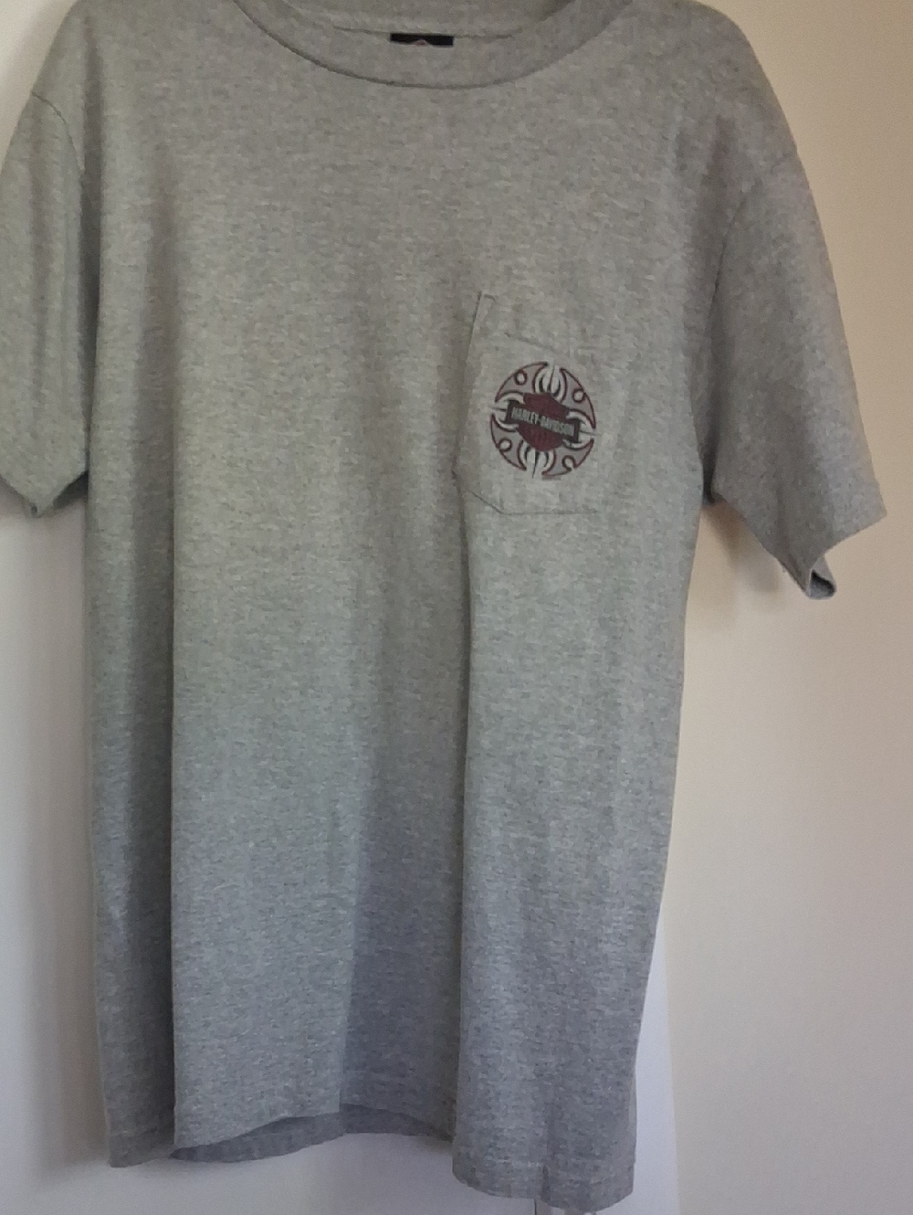 Harley-Davidson Heather Gray Short-Sleeve Pocket Tee with Small Chest Emblem